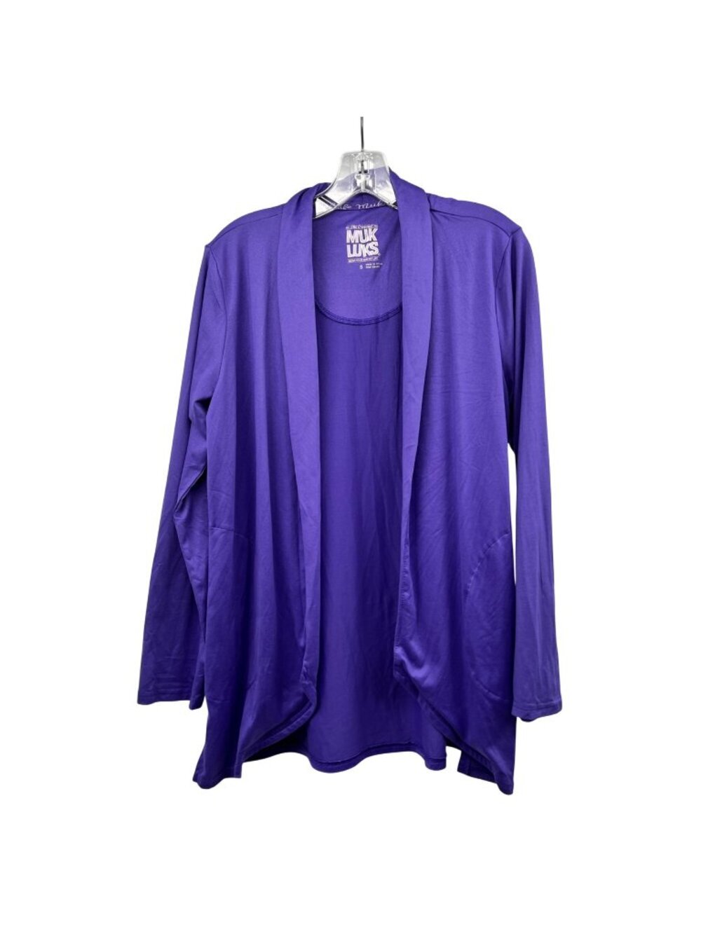 Muk Luks Womens Open Front Cardigan Lightweight Purple Size Small Pockets
